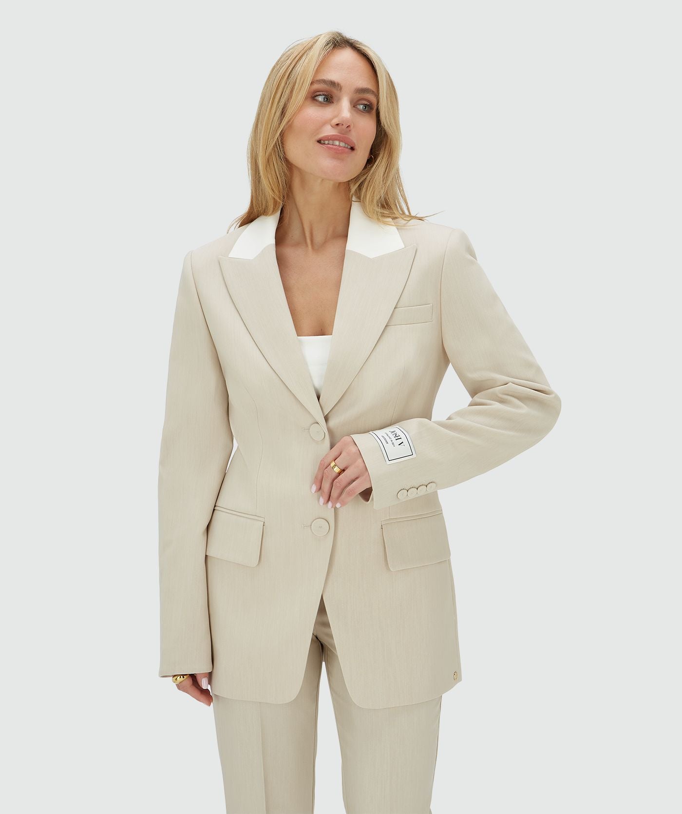 NILA fitted blazer - ecru melange