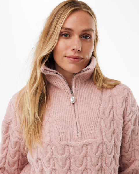 Half zipper cable jumper light mauve