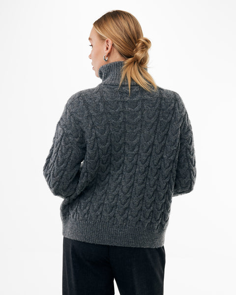 Half Zipper Cable Jumper  dark grey