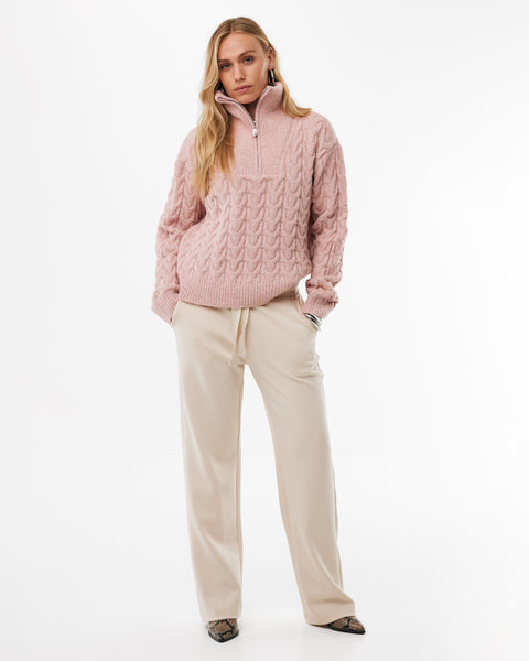 Half zipper cable jumper light mauve