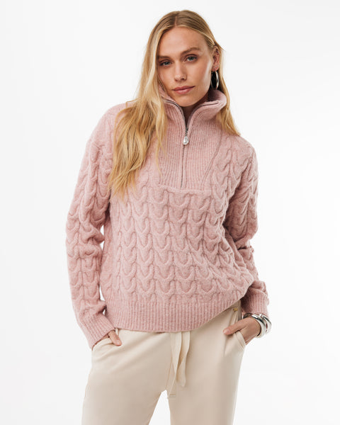 Half zipper cable jumper light mauve