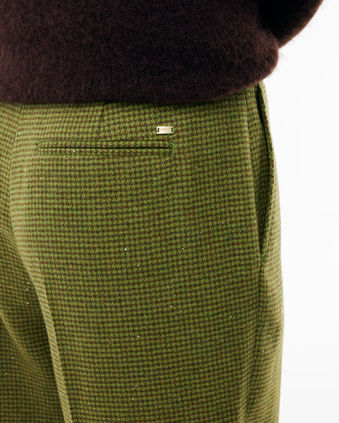 Wool vichy check pants - sea green