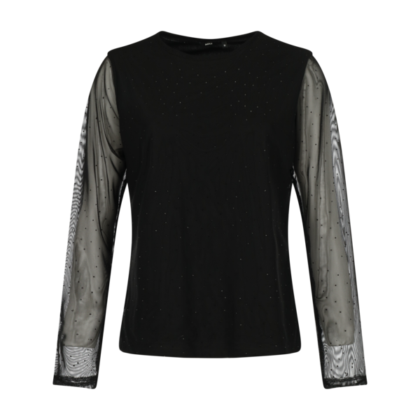 Embelished mesh top zwart met giltter
