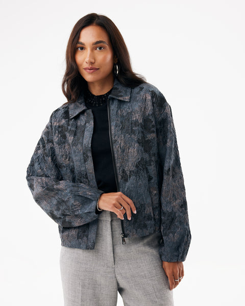 Jacquard bomberjacket  dark grey