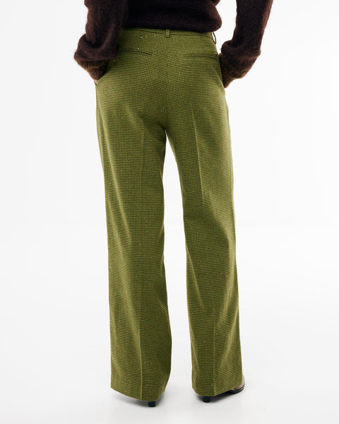Wool vichy check pants - sea green