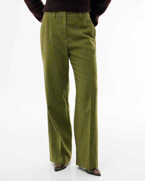 Wool vichy check pants - sea green