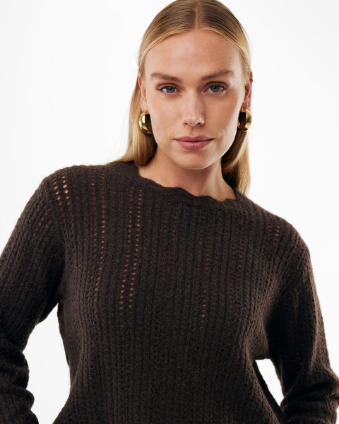 Ajour kabeljumper bruin