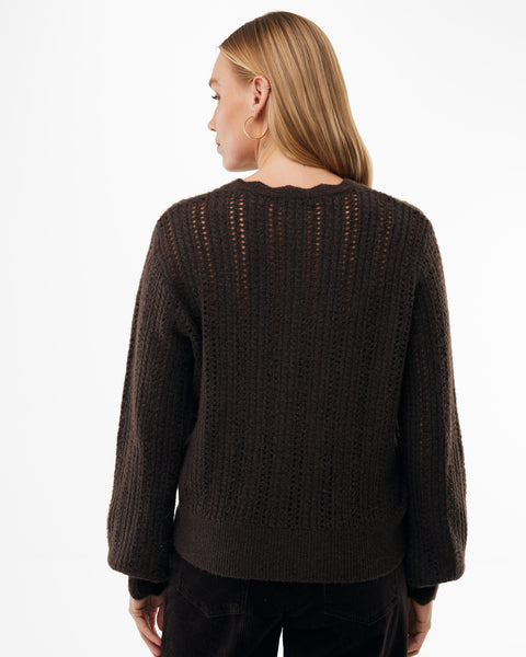 Ajour kabeljumper bruin