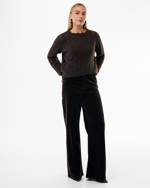 Ajour kabeljumper bruin