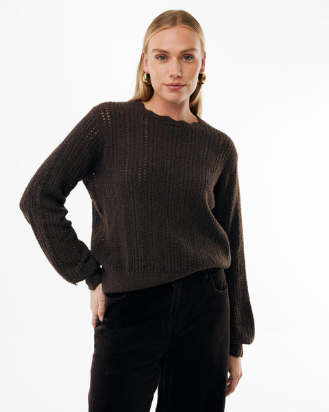 Ajour kabeljumper bruin