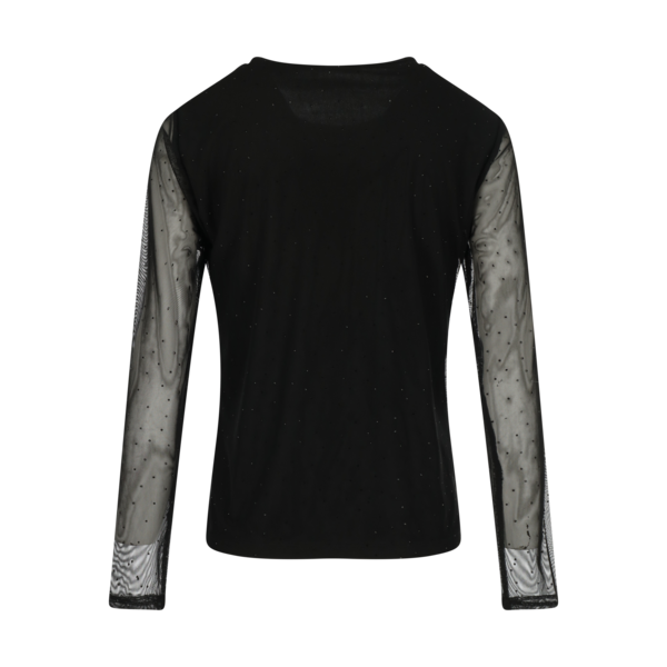 Embelished mesh top zwart met giltter