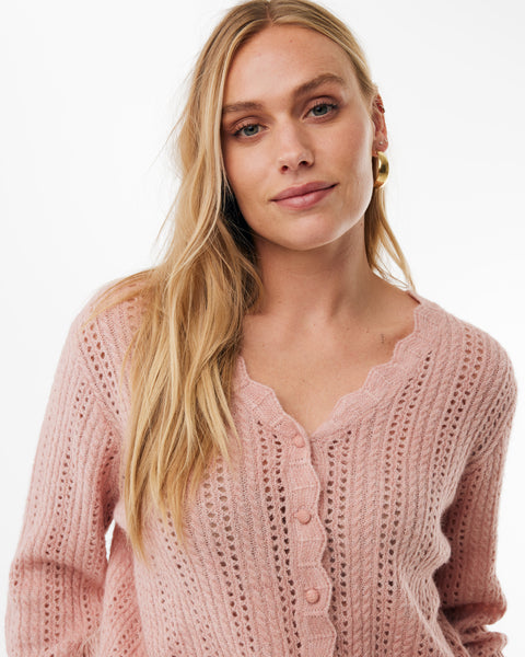 Ajour kabelvest light mauve