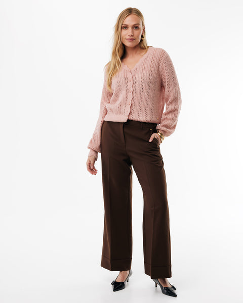 Ajour kabelvest light mauve