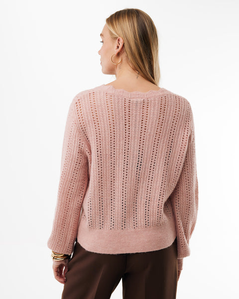 Ajour kabelvest light mauve