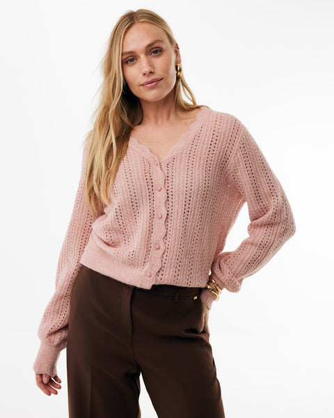 Ajour kabelvest light mauve