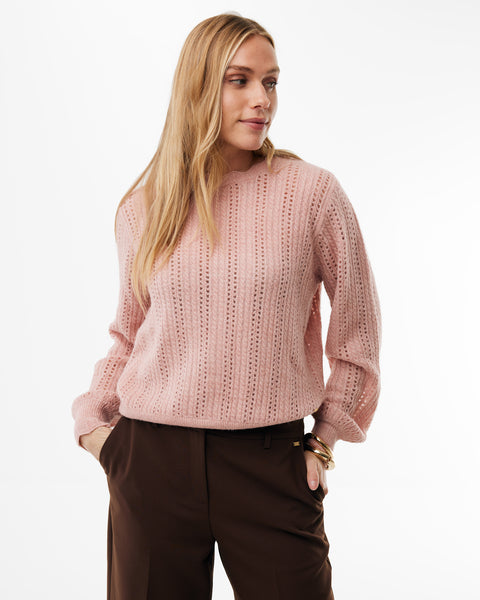 Ajour kabeljumper light mauve