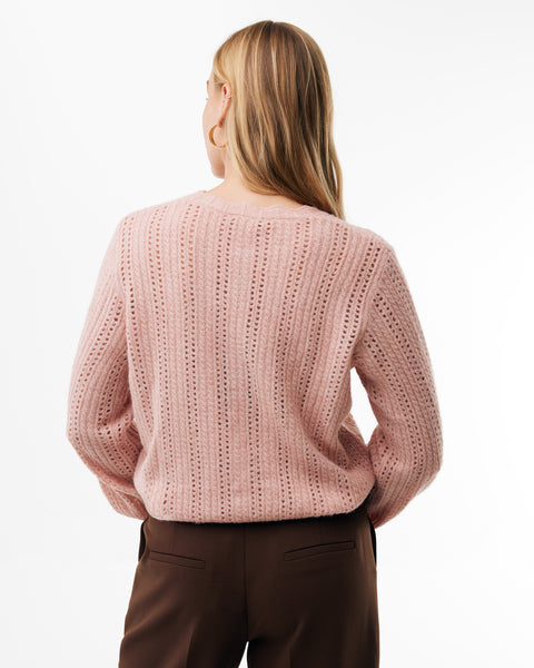 Ajour kabeljumper light mauve