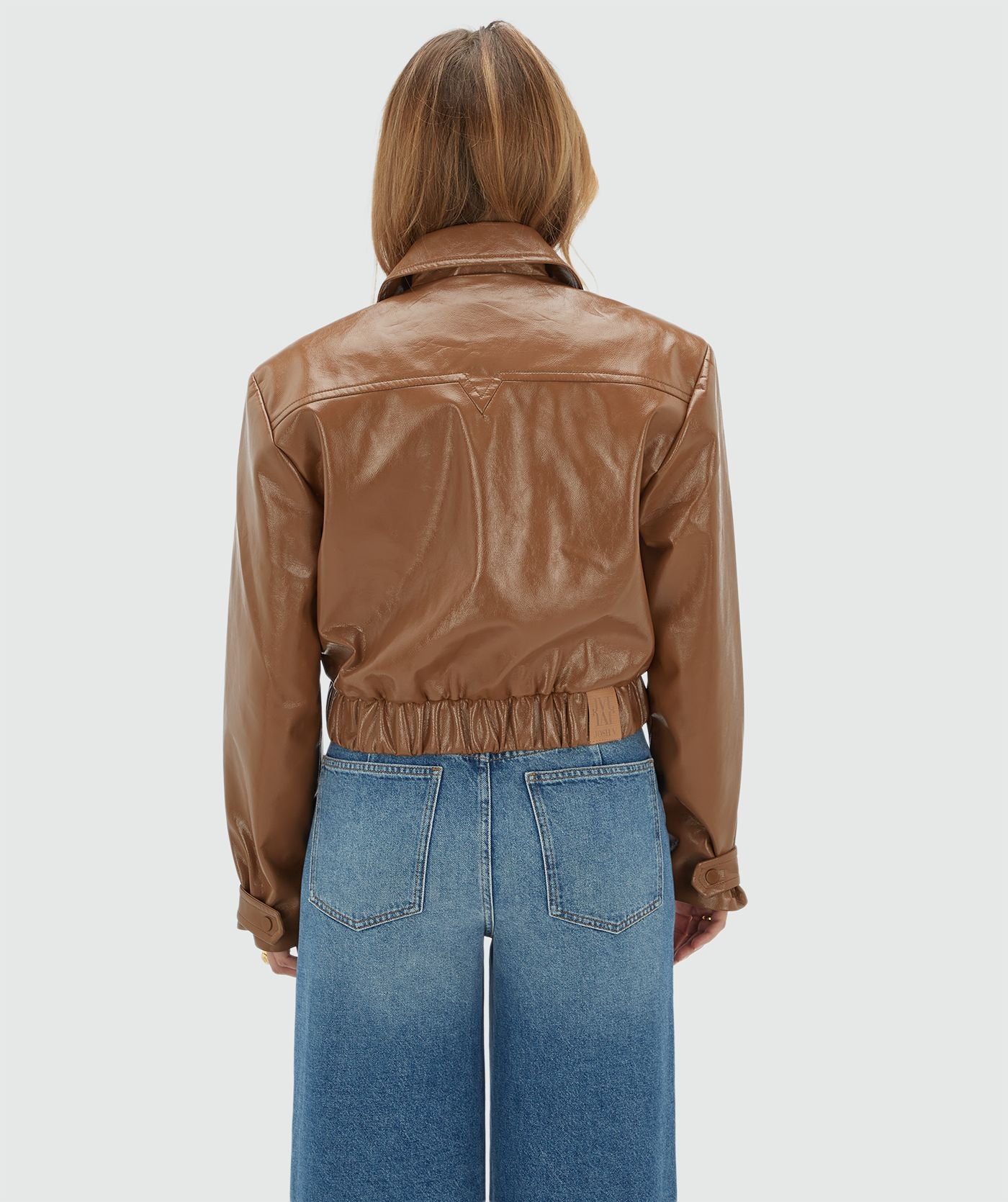 JV-PEADEN Bomber Jacket in Laklook - Cognac