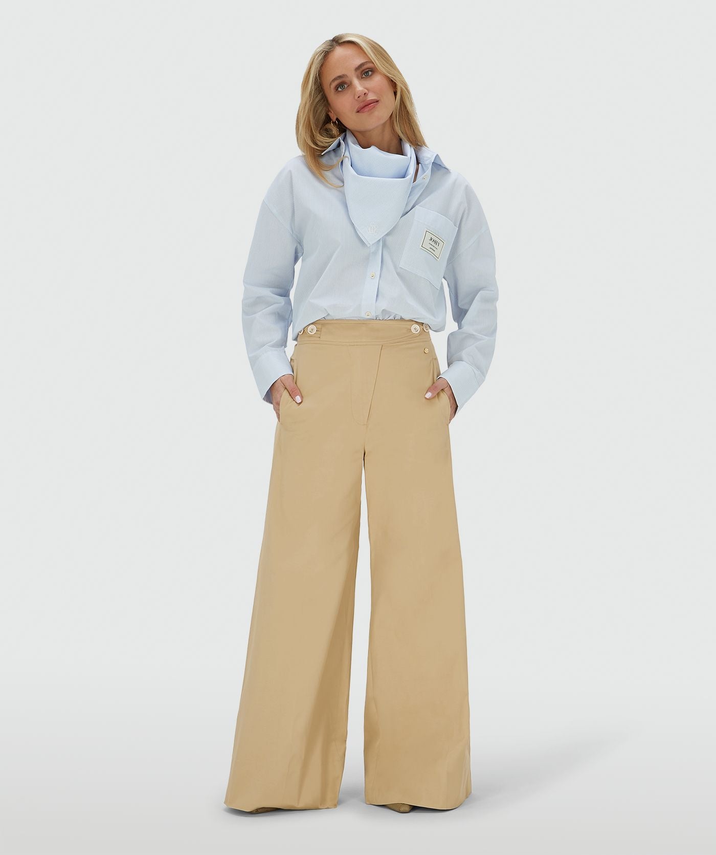 REGINA mid rise wide leg pantalon - light camel