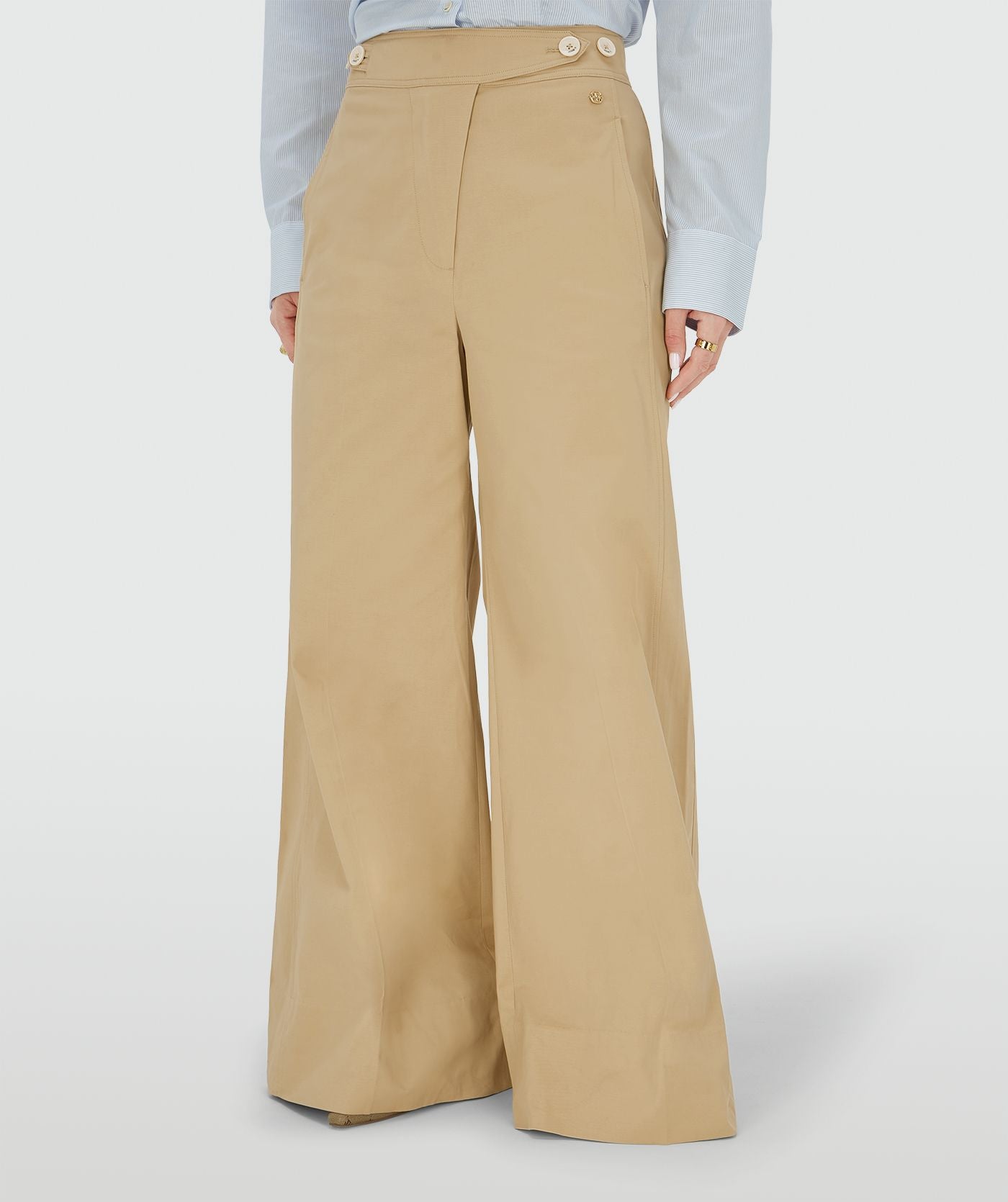 REGINA mid rise wide leg pantalon - light camel