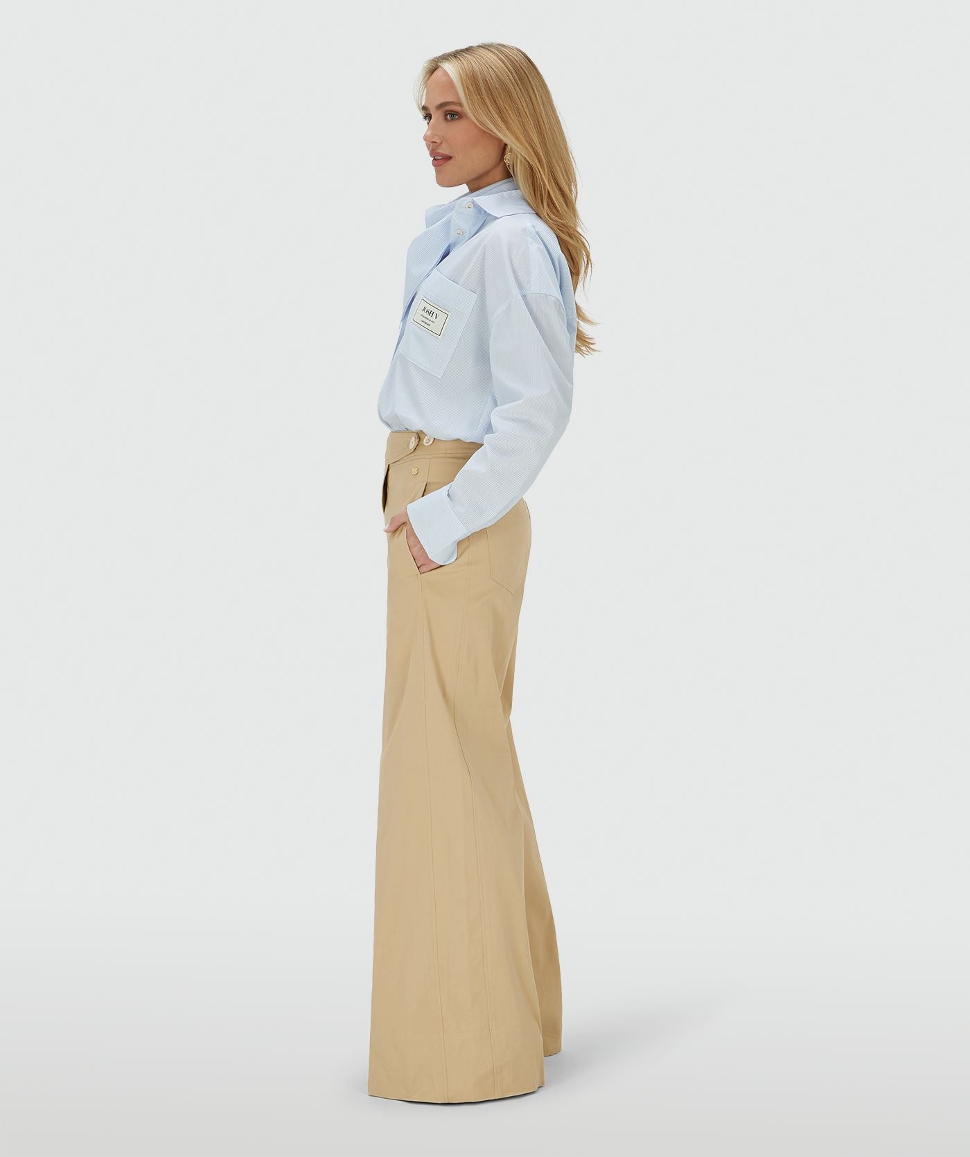 REGINA mid rise wide leg pantalon - light camel