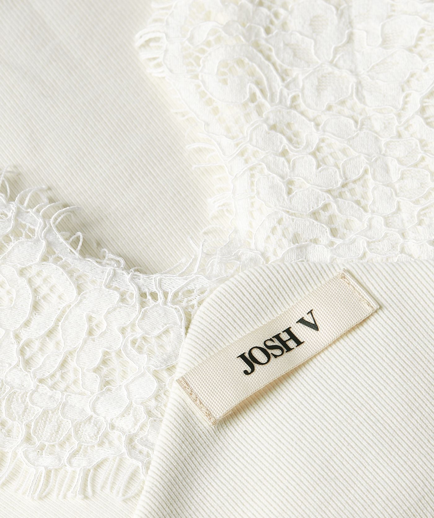 RIVER slim fit top met kant - creme white