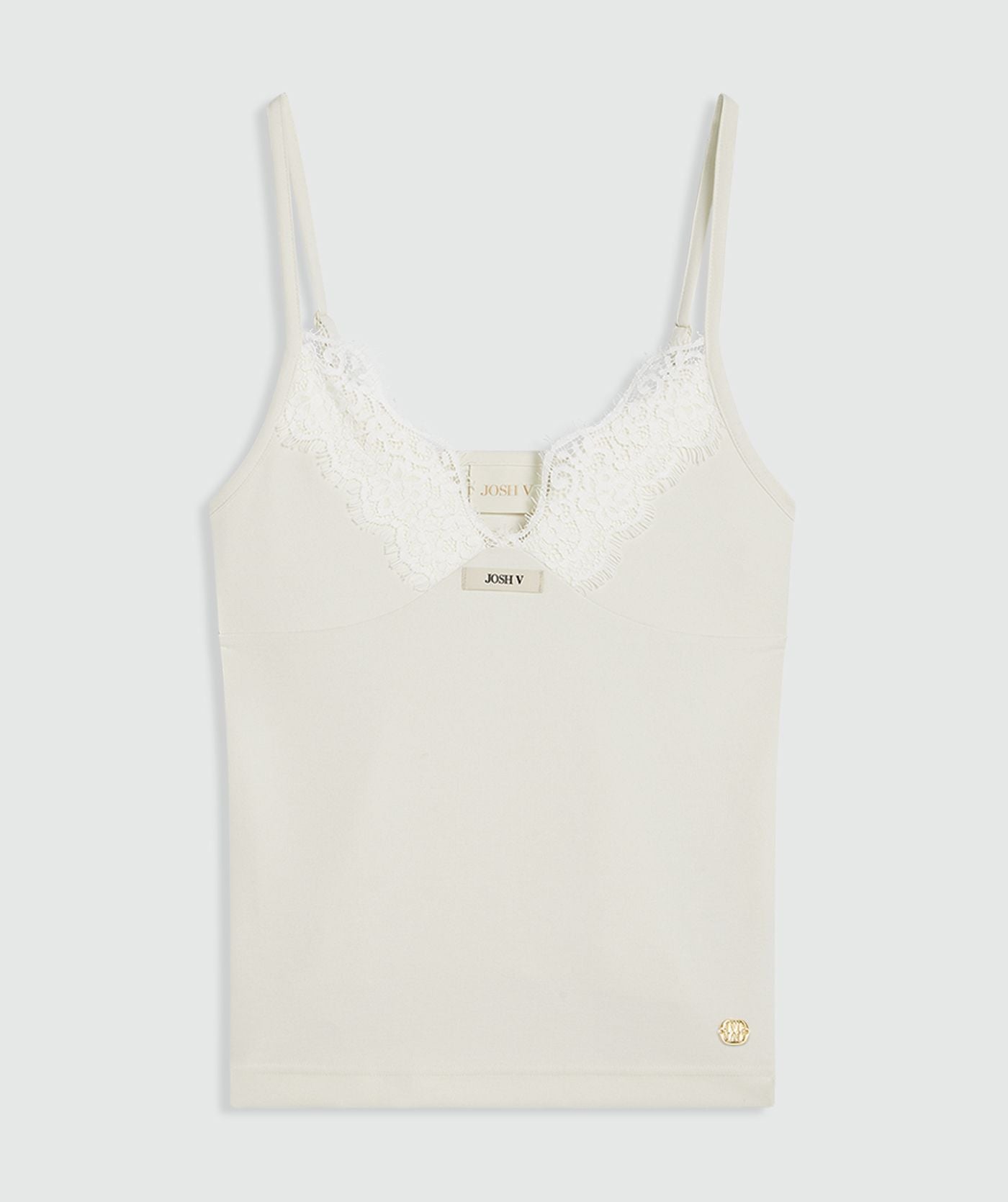 RIVER slim fit top met kant - creme white