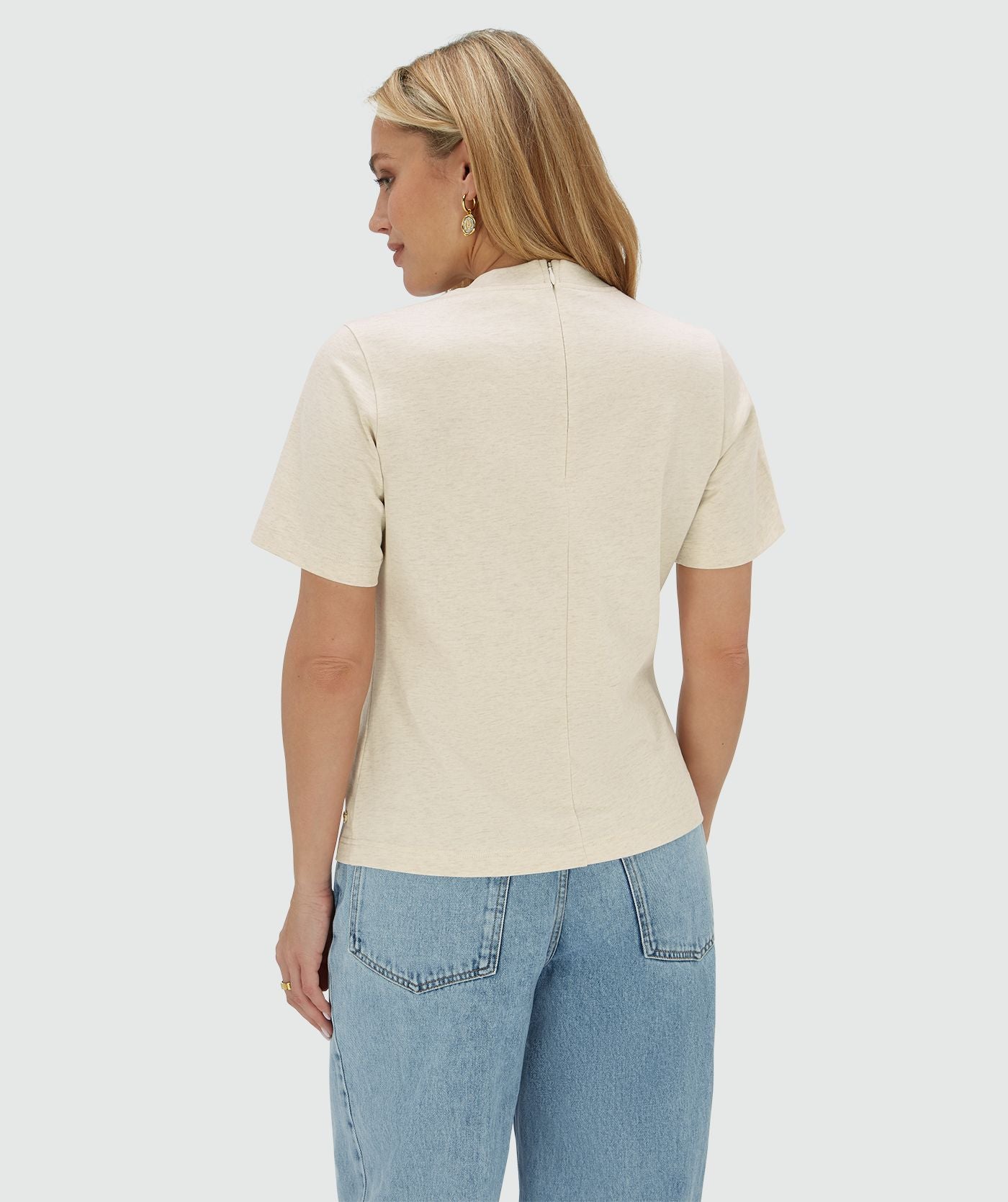 ROSINA regular fit T-shirt met strass - ecru melange