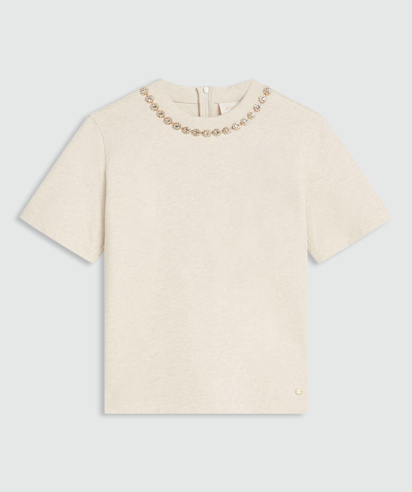 ROSINA regular fit T-shirt met strass - ecru melange