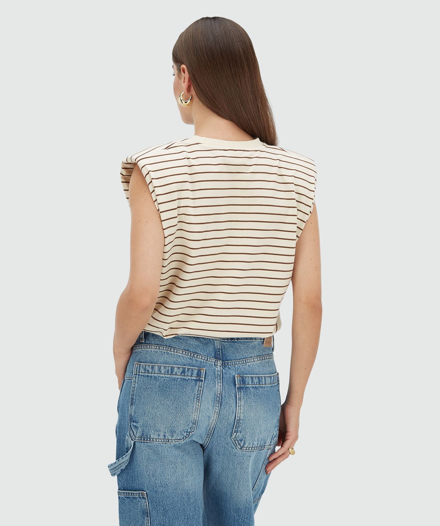 Sue Regular Fit T-shirt met Logo - Crème White Dark Brown